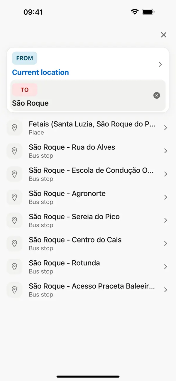Azores Bus stop search results for São Roque on Pico