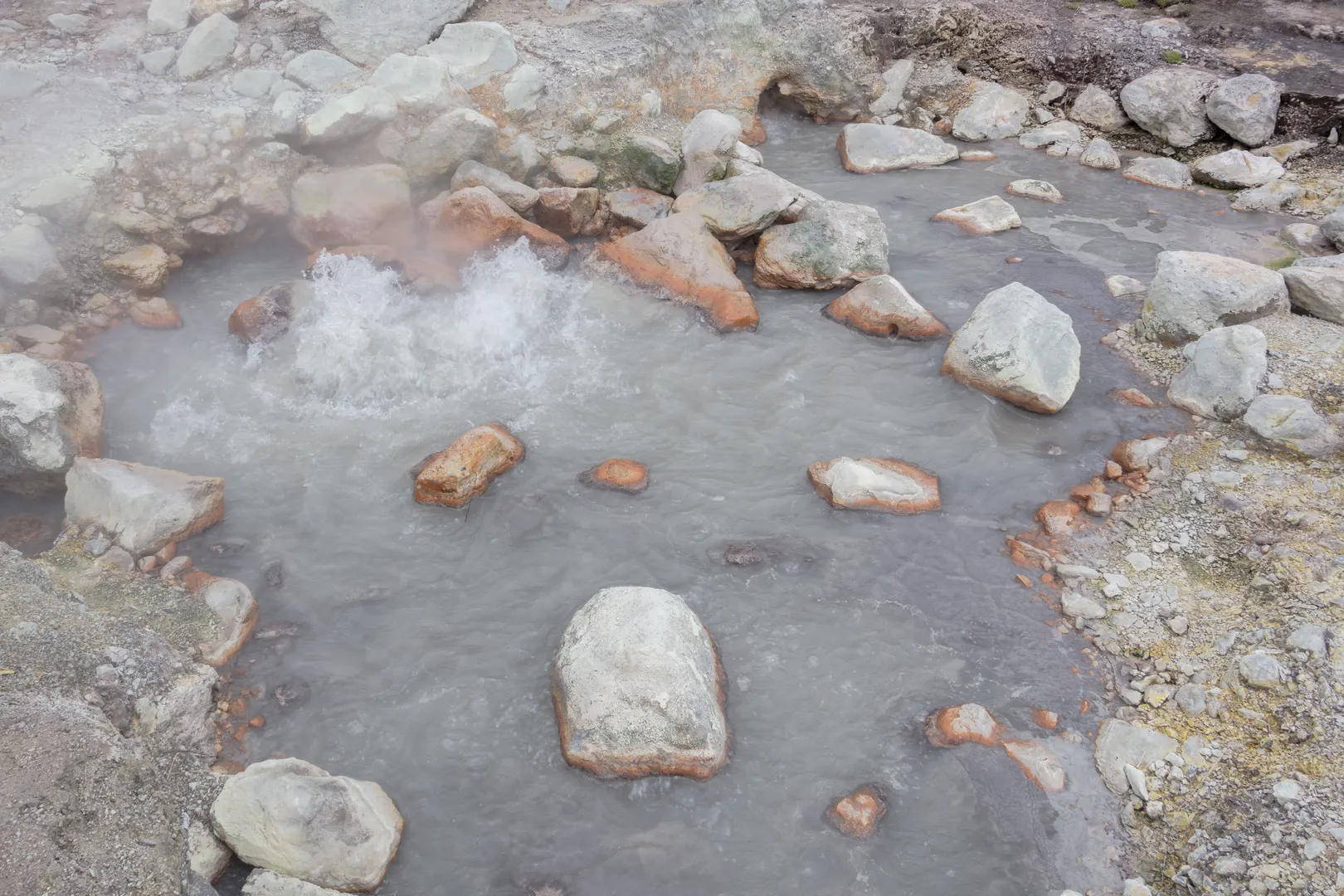 Steam rising from the fumaroles of Furnas on São Miguel